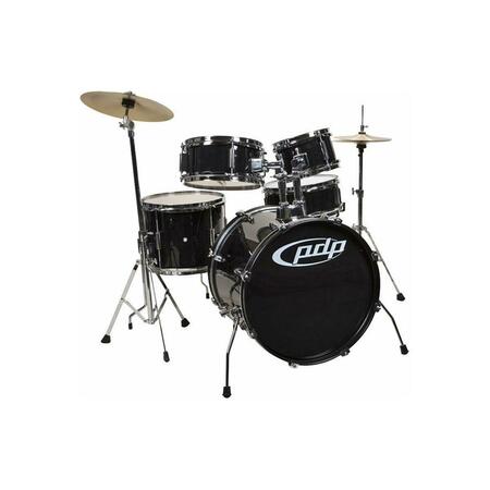 DRUM WORKS FURNITURE Drum Set Player Kit Cymbals Throne, Black - 5 Piece PDJR18KTCB